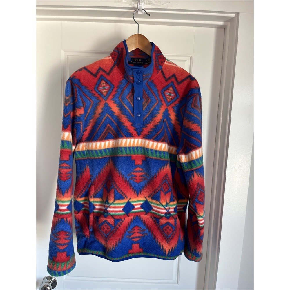 Polo Ralph Lauren Men Colorful Aztec Southwestern Beacon Fleece Sweatshirt M - Picture 3 of 16